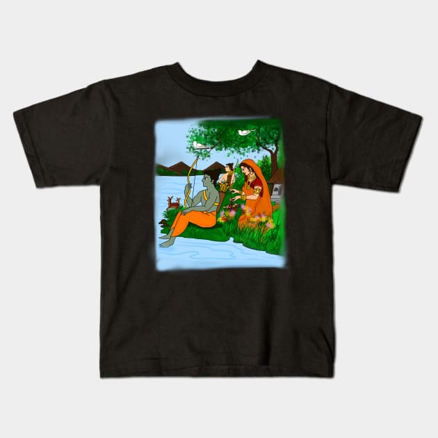 Ramayana - Ram Sita Kids T-Shirt by BonGanze